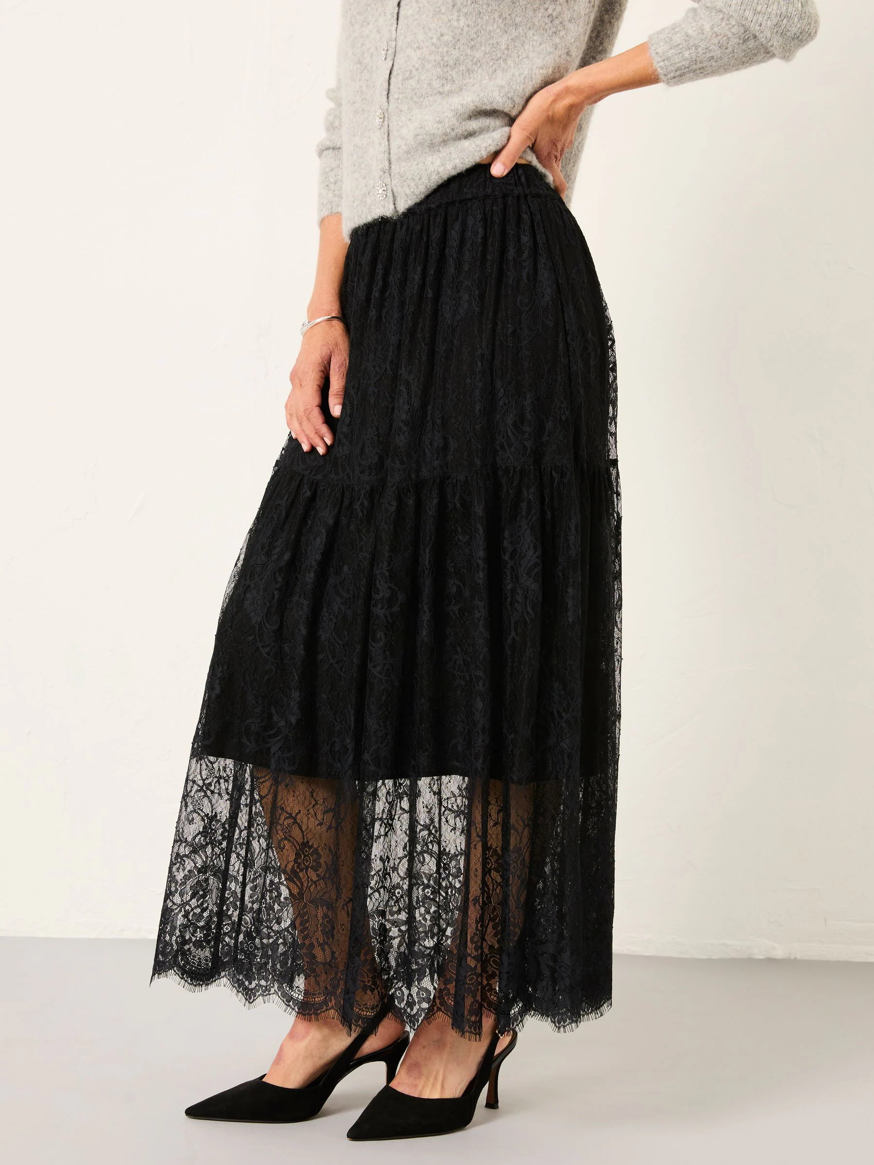 FatFace Lace Midi Skirt