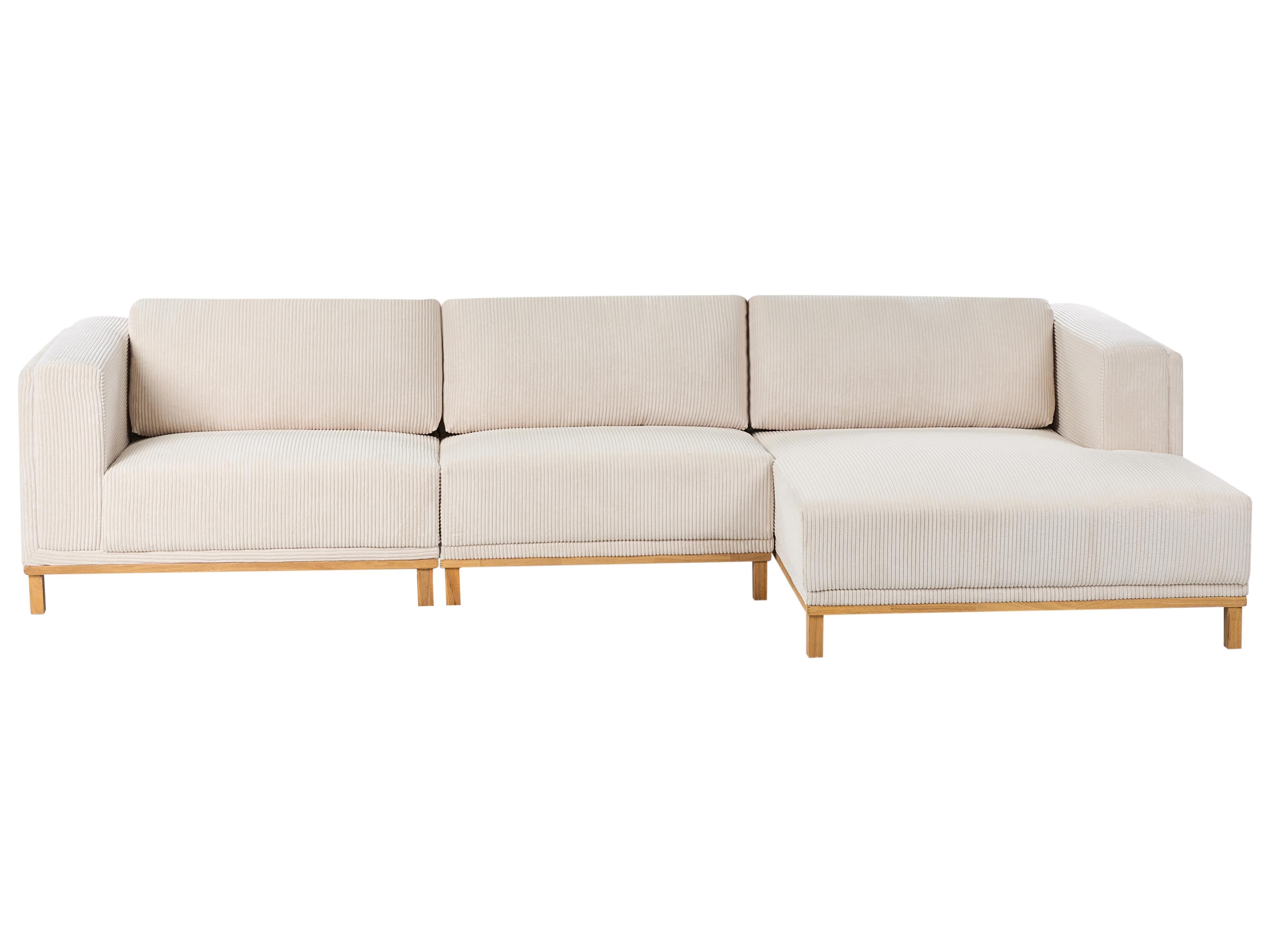 Hoekbank 5-zits VENG Corduroy Lichtbeige linkszijdig