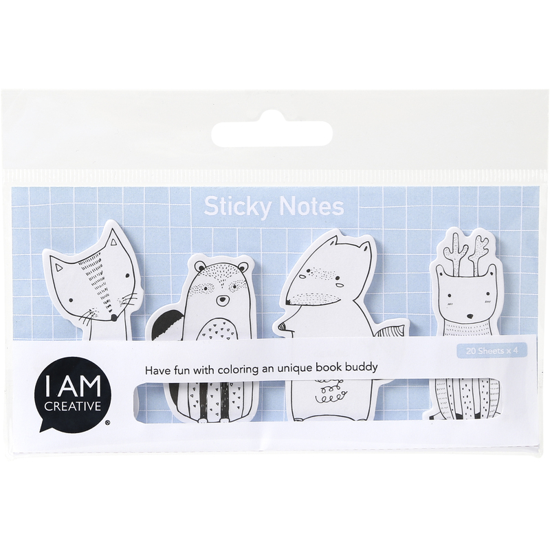I AM CREATIVE Haftnotizen Tiere Wald, 25 x 55 mm, 4 x 20 Blatt