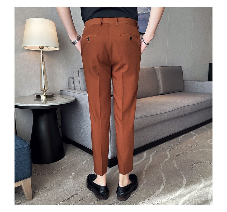 Lefitt - Effen cropped taps toelopende pantalon