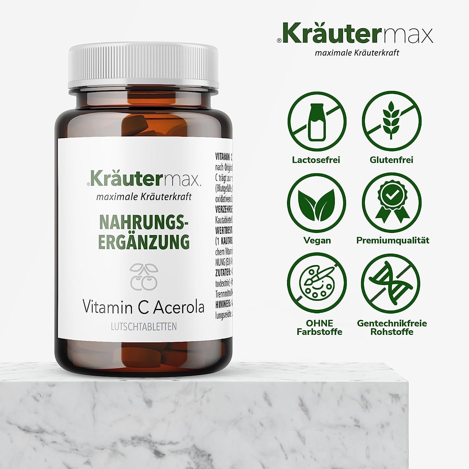 Kräutermax Vitamin C Acerola 593 mg Lutschtabletten - Kautabletten