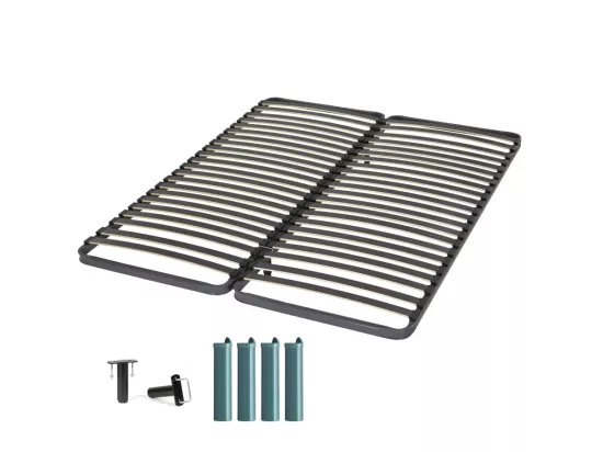 Sommier à lattes + pieds 2x80x200 C221 - 40 lattes bois - Fabrication française