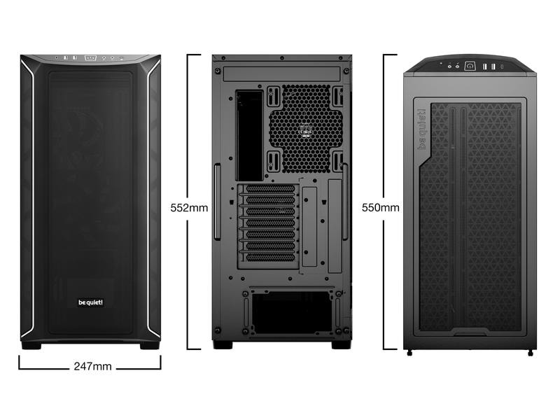 be quiet! PC-Gehäuse Shadow Base 800 DX Schwarz Luftstromoptimiertes Mid-Tower Gehäuse mit ARGB-LEDs