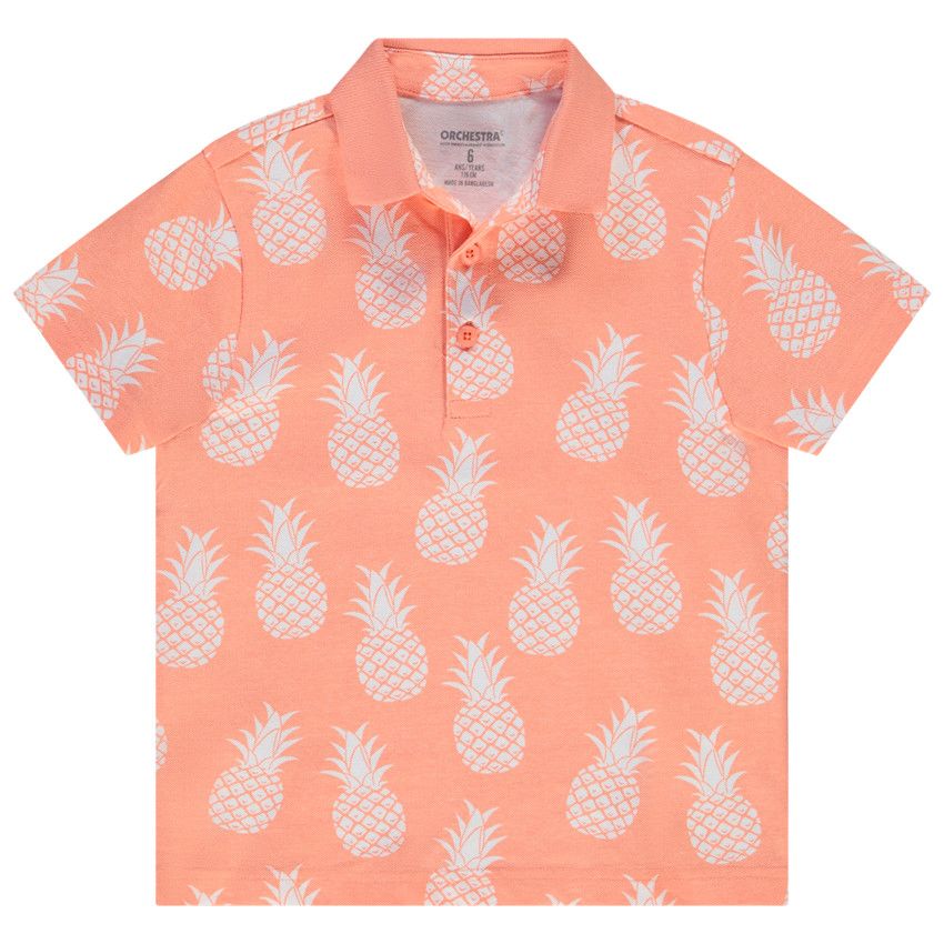 Polo manches courtes en coton piqué imprimé fantaisie pour garçon - Multicolore