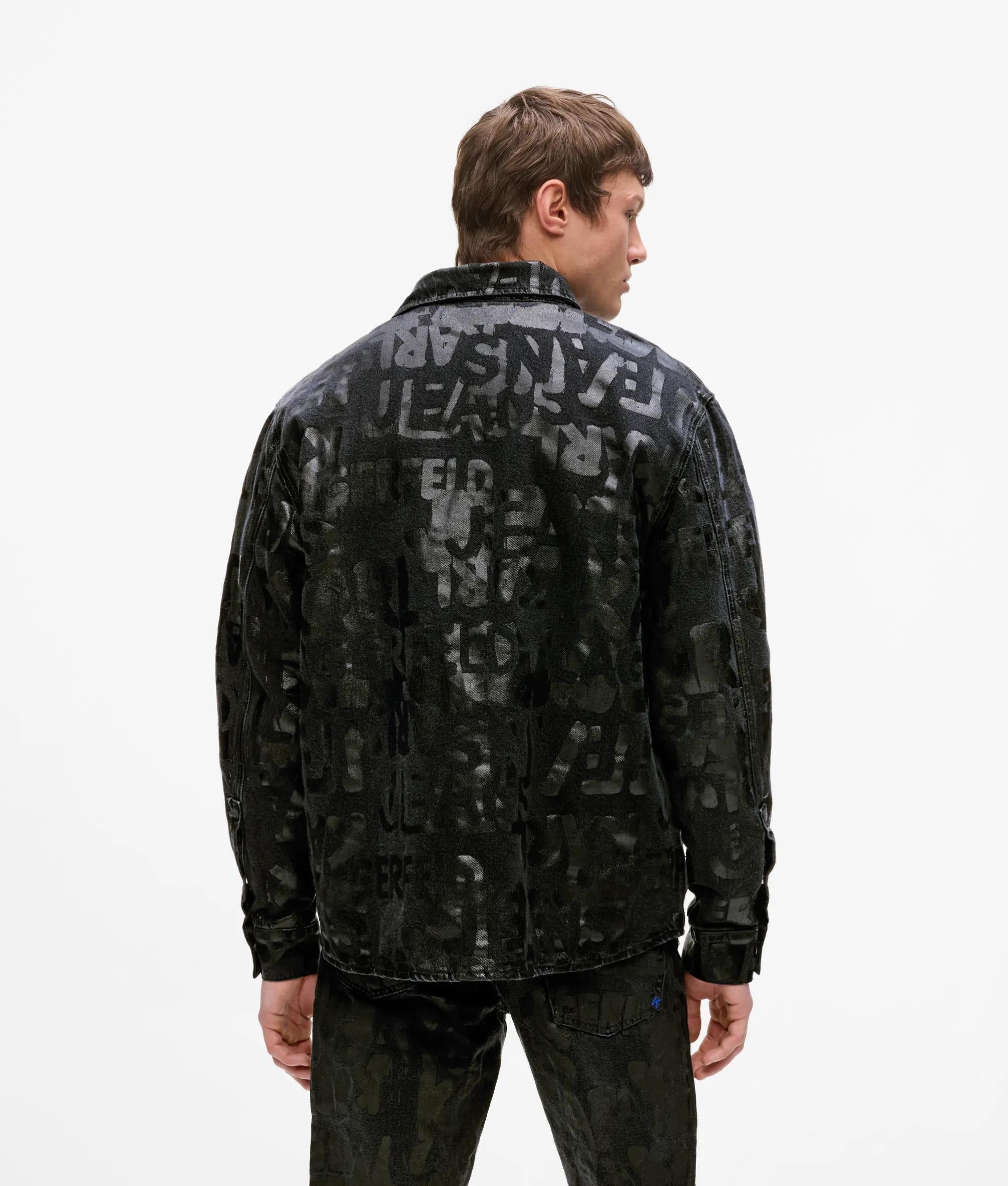 Overhemd van denim met all-over logo