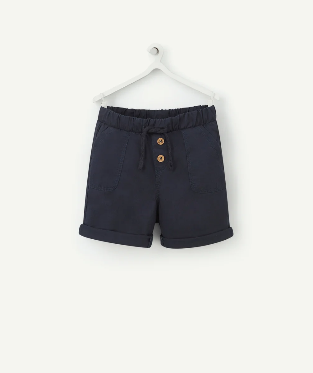 BERMUDA DROIT BÉBÉ GARÇON BLEU MARINE EN COTON
