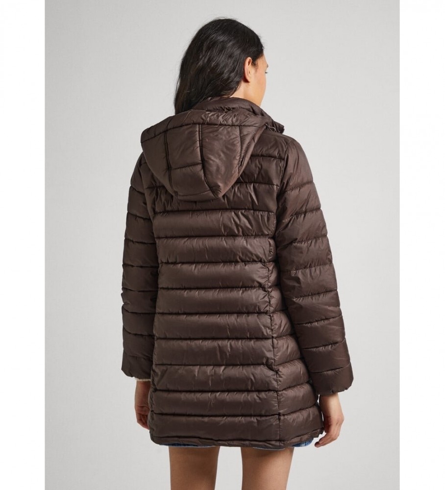 Casaco comprido marrom Maddie da Pepe Jeans