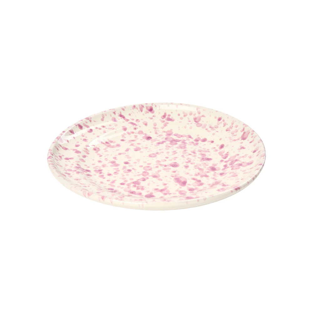 Nørr & Leo  Splatter middagstallerken, Cream w. Purple - Ø24 cm.