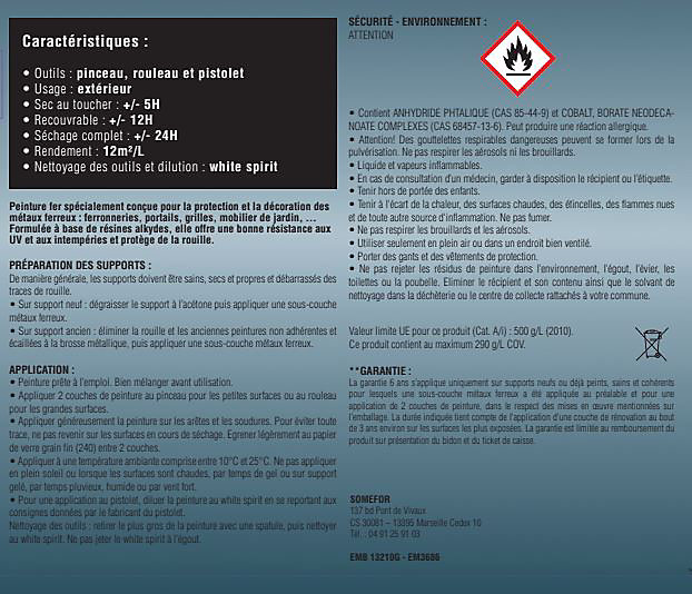 Peinture extérieure fer C-Deco brillant noir 2,5L