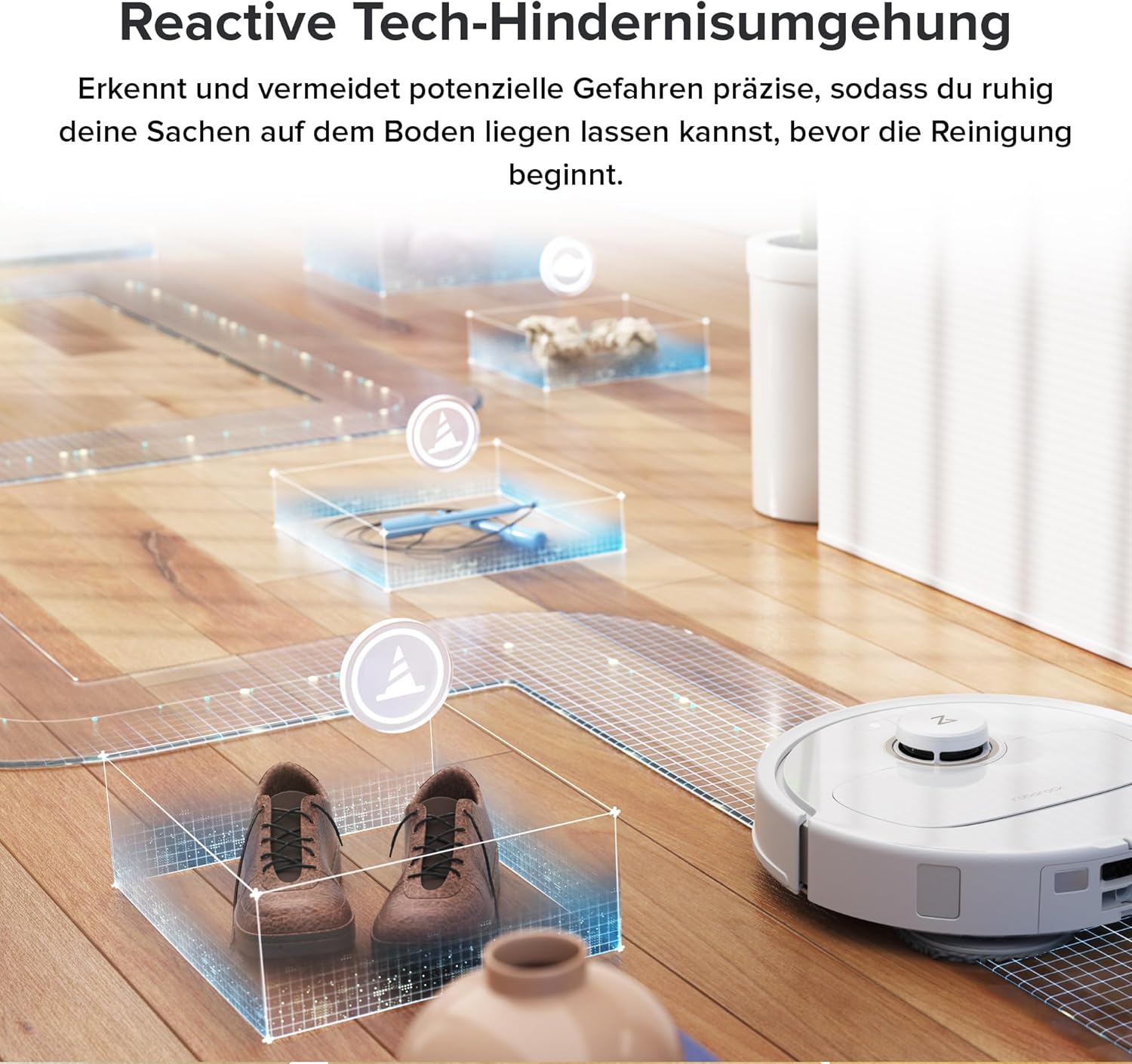 roborock Qrevo Pro Saugroboter mit Wischfunktion&Hebarem Wischmopp, FlexiArm Design Kantenreinigung, 7.000 Pa, 60 °C Heißwasser-Moppwäsche, App-Steuerung (Weiß) (Generalüberholt)
