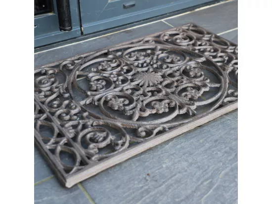 Paillasson tapis extérieur entrée résistant pluie fonte marron 68cm