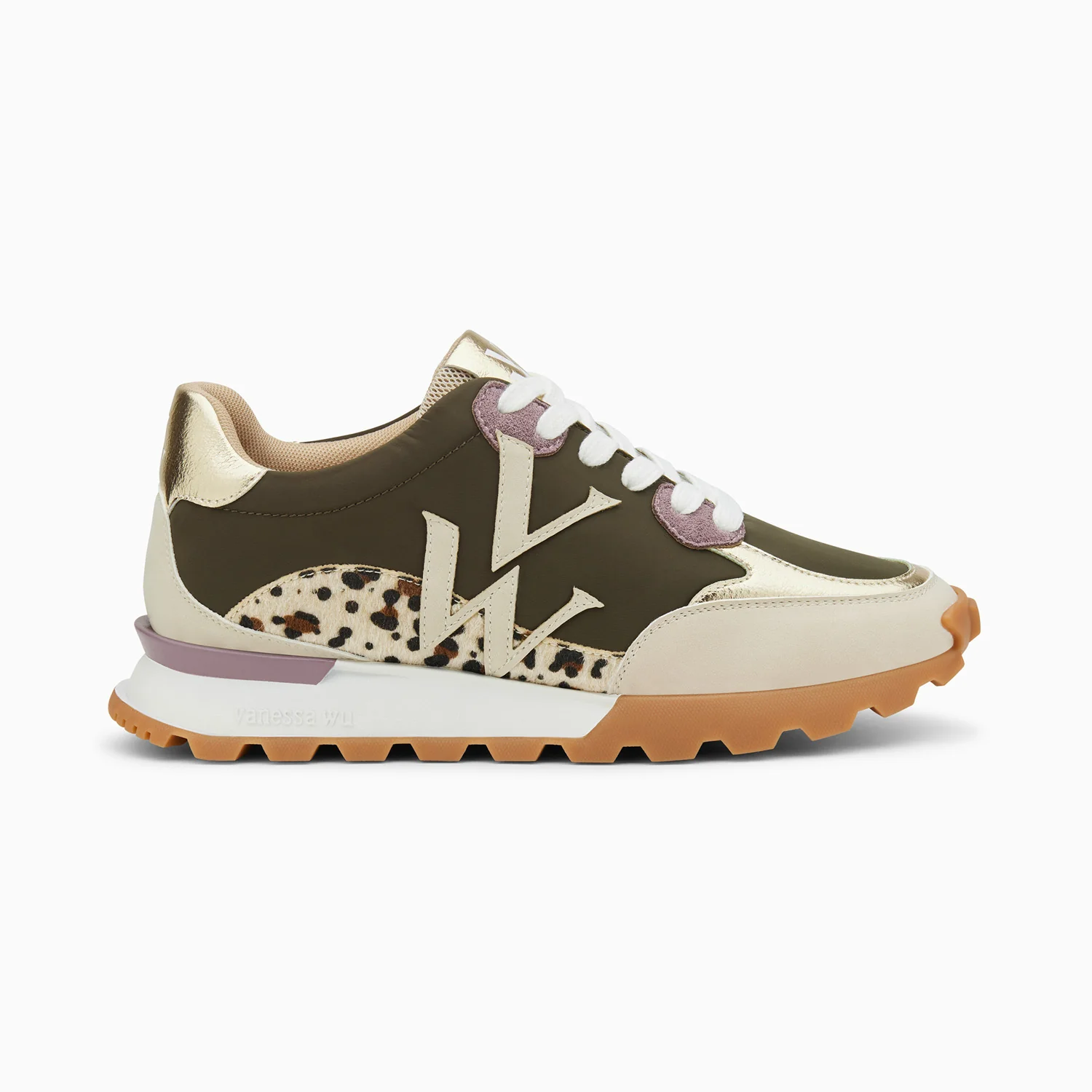 Sneakers-Baskets monogramme Caterina kaki à semelle running