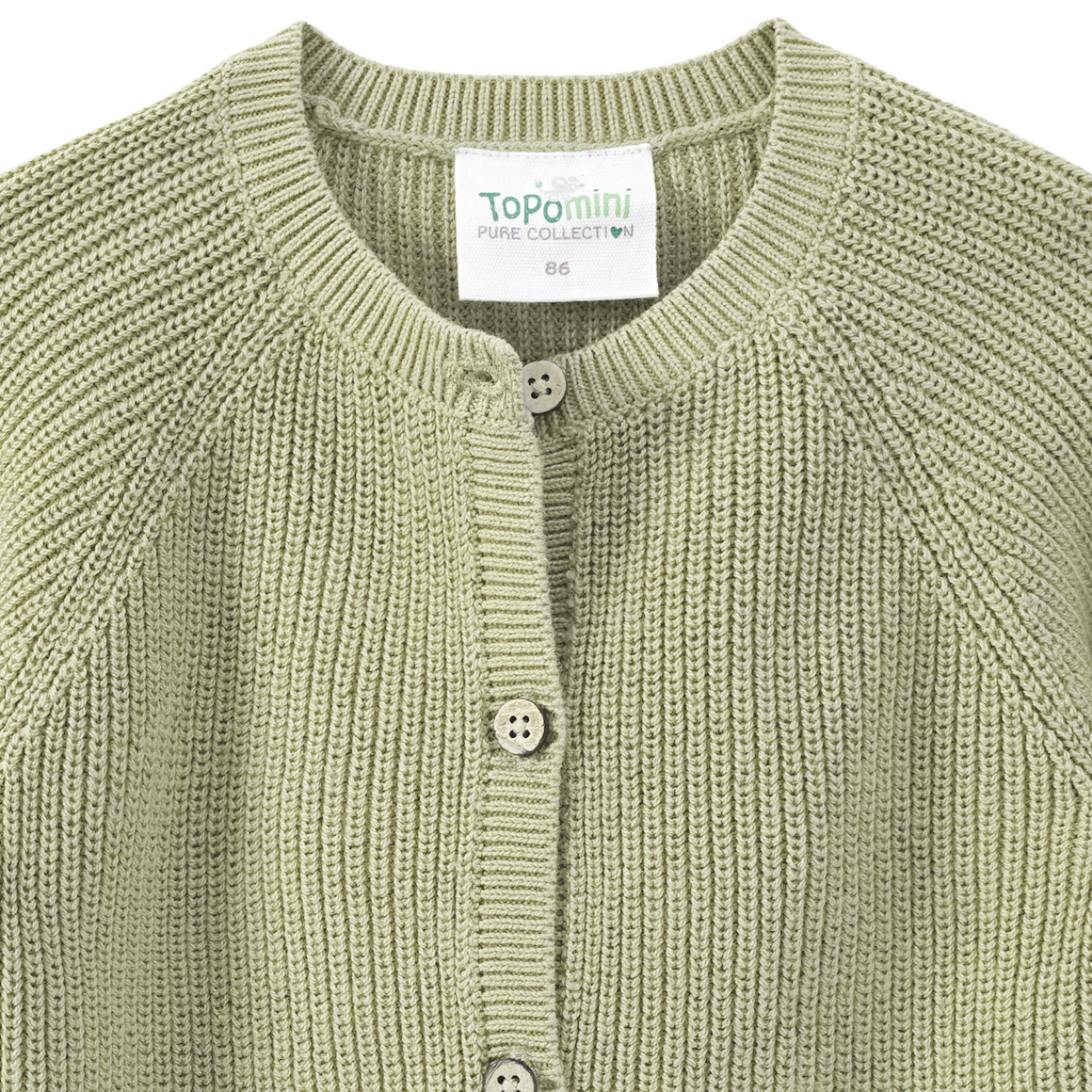 Topomini Pure Collection Baby Strickjacke mit Knopfleiste oliv