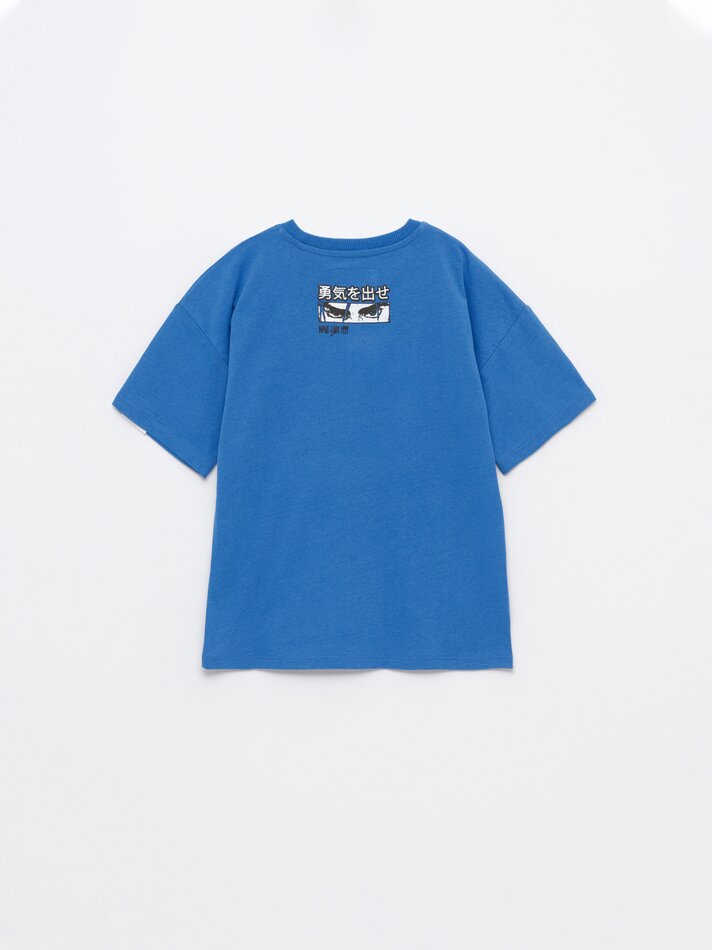 Camiseta com mangas estampadas - Azul Royal