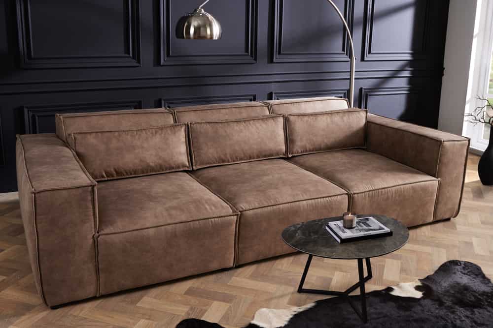 Design 3-Sitzer Sofa BOSSA NOVA 260cm antik taupe Microfaser Couch Wohnzimmer