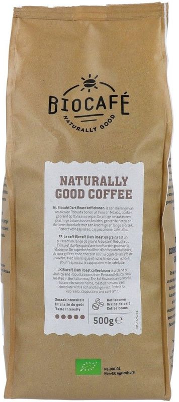 Biocafe - Koffiebonen - Dark Roast Bio - Melange van Arabica en Robusta