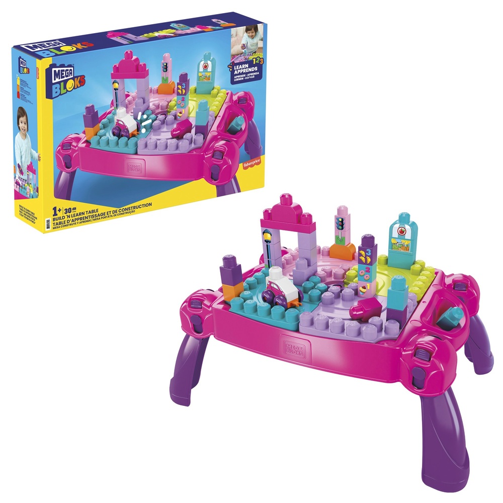 Mega Bloks Bau- und Lerntisch, pink & lila Bauspielzeug