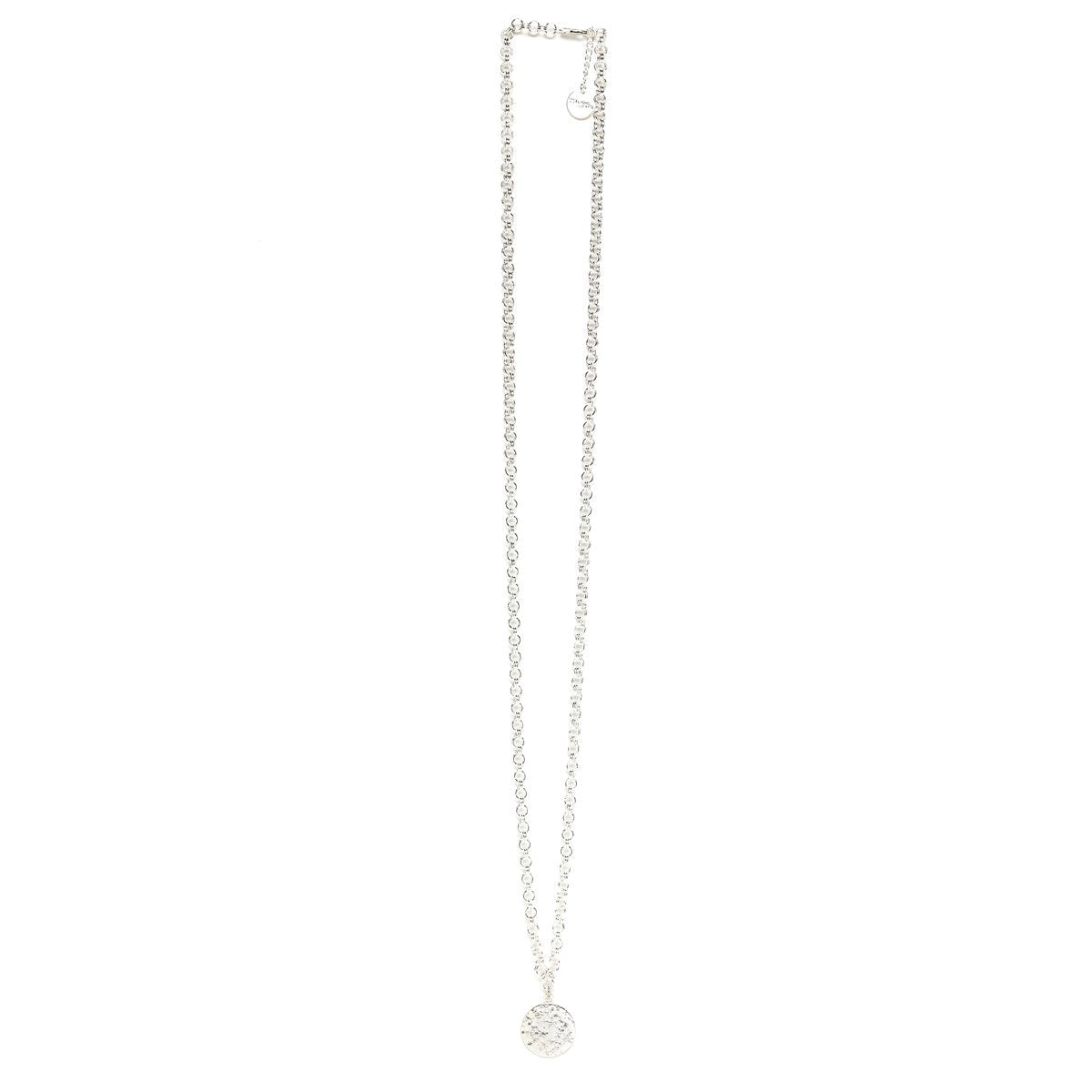 sautoir rond martelé plaqué argent - HESTIA