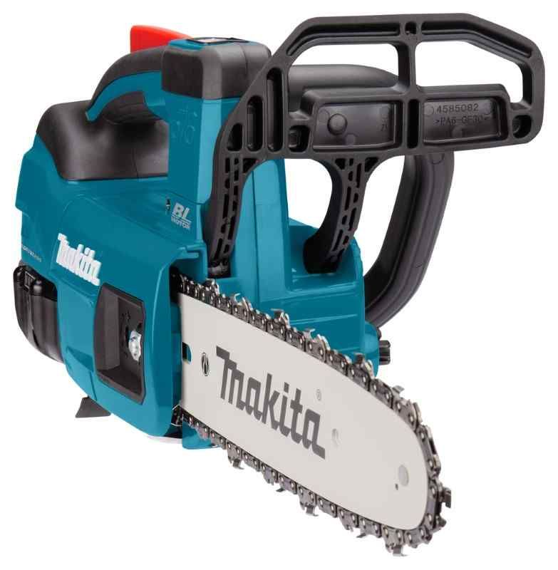 Makita DUC254PT4J 18 V Tophandle kettingzaag 25 cm  (4x5.0 Ah) en duo snellader, in mbox