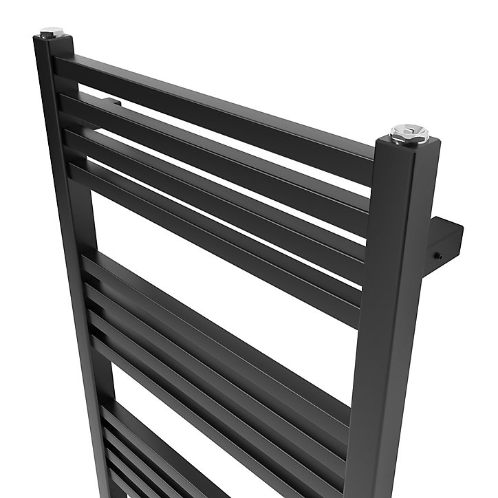 Sèche-serviettes eau chaude GoodHome Duala noir 24 barres - 518 W