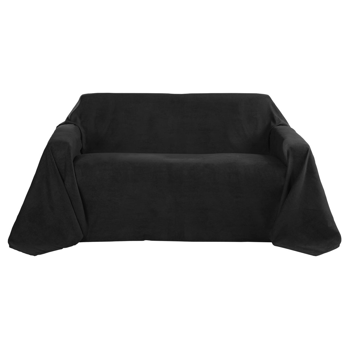 Beautissu Romantica bedsprei, suède look, 210x280cm, zwart