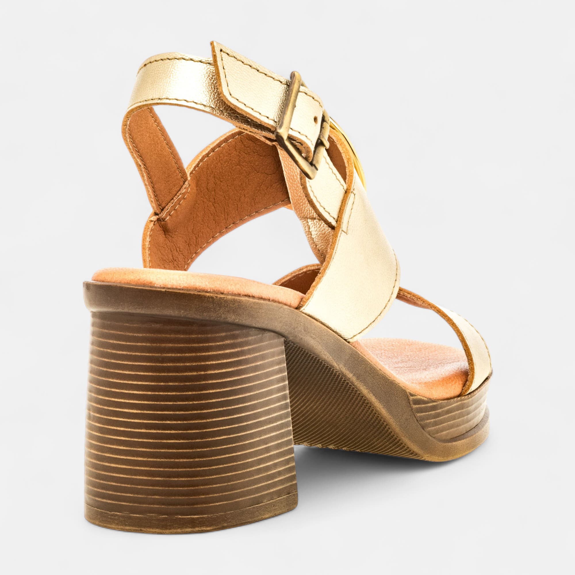 Nu-pieds à talon Femme en cuir or
