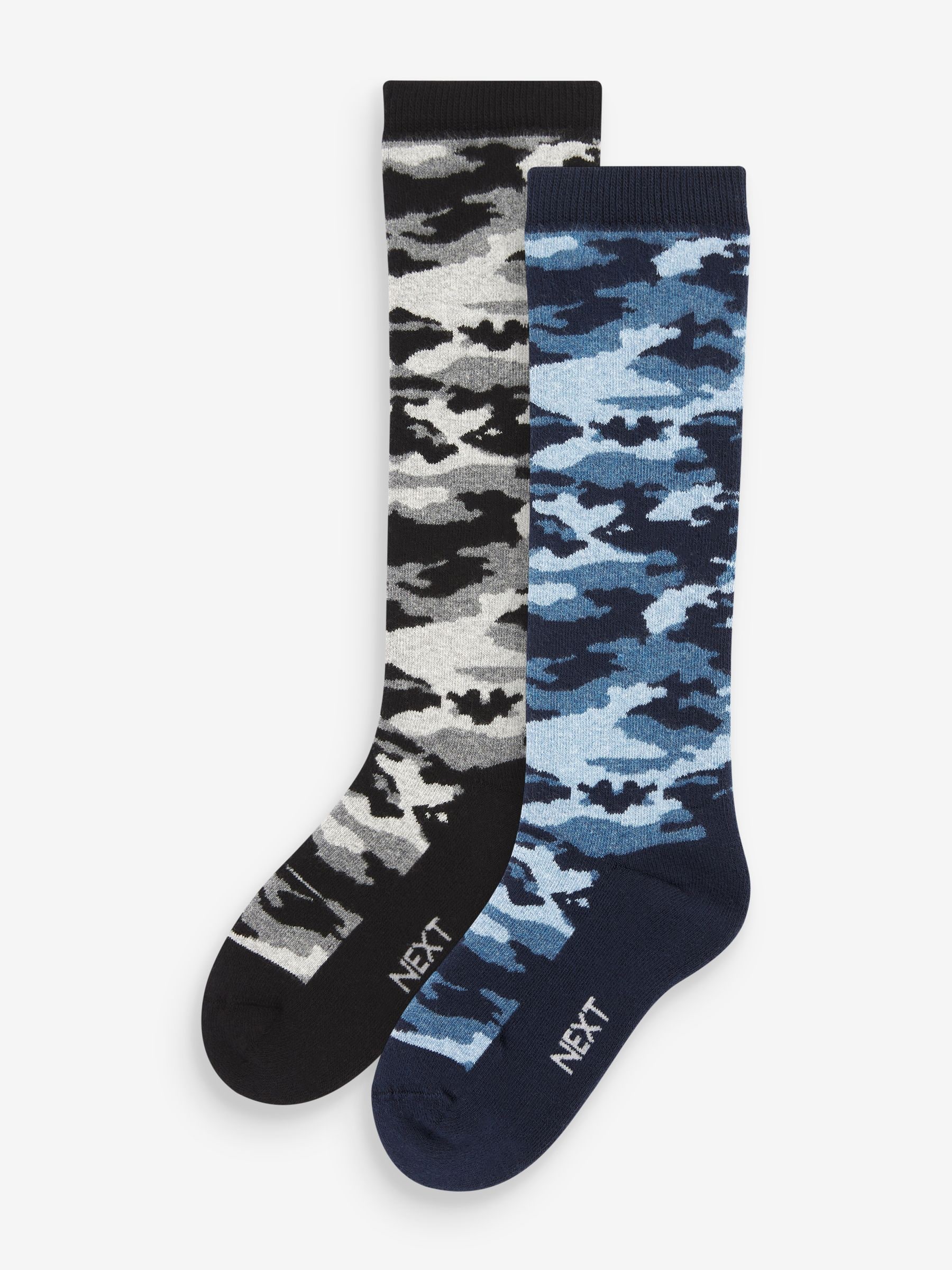 Grijs/blauw met camouflageprint - Set van 2 paar regenlaarssokken