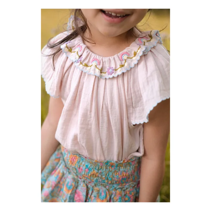 Louise Misha Blouse Antoinette Brodée | Rose poudré