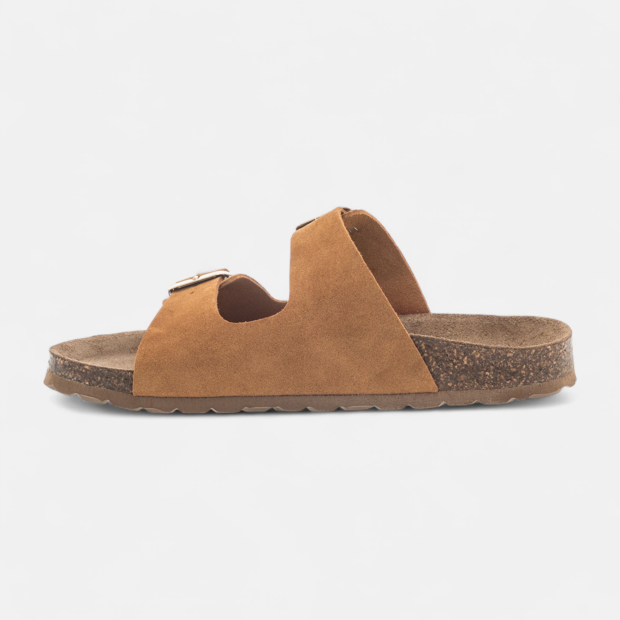 Mules semelle liège Femme en cuir cognac