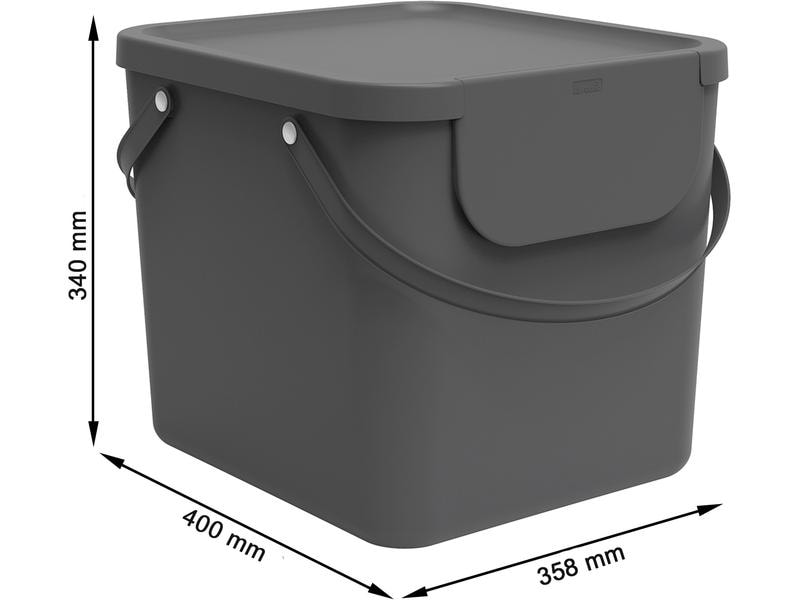 Rotho Recyclingbehälter Albula 40 l, Blau/Grau/Schwarz Recyclingbehälter