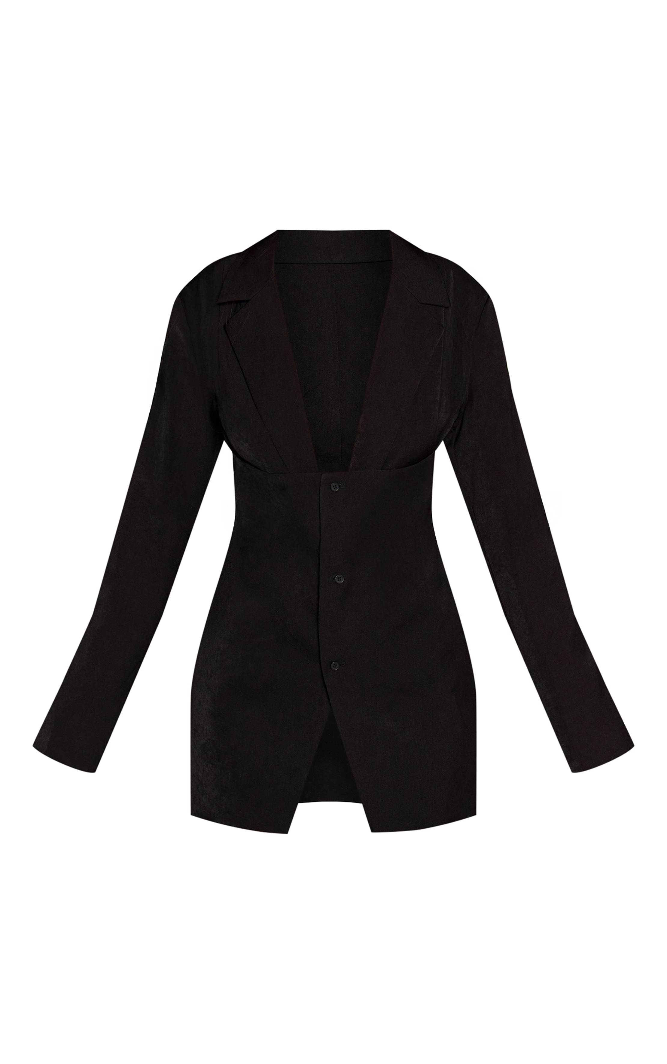 Noir Combi-short Blazer À Détail Cache-cœur En Tissu Tissé