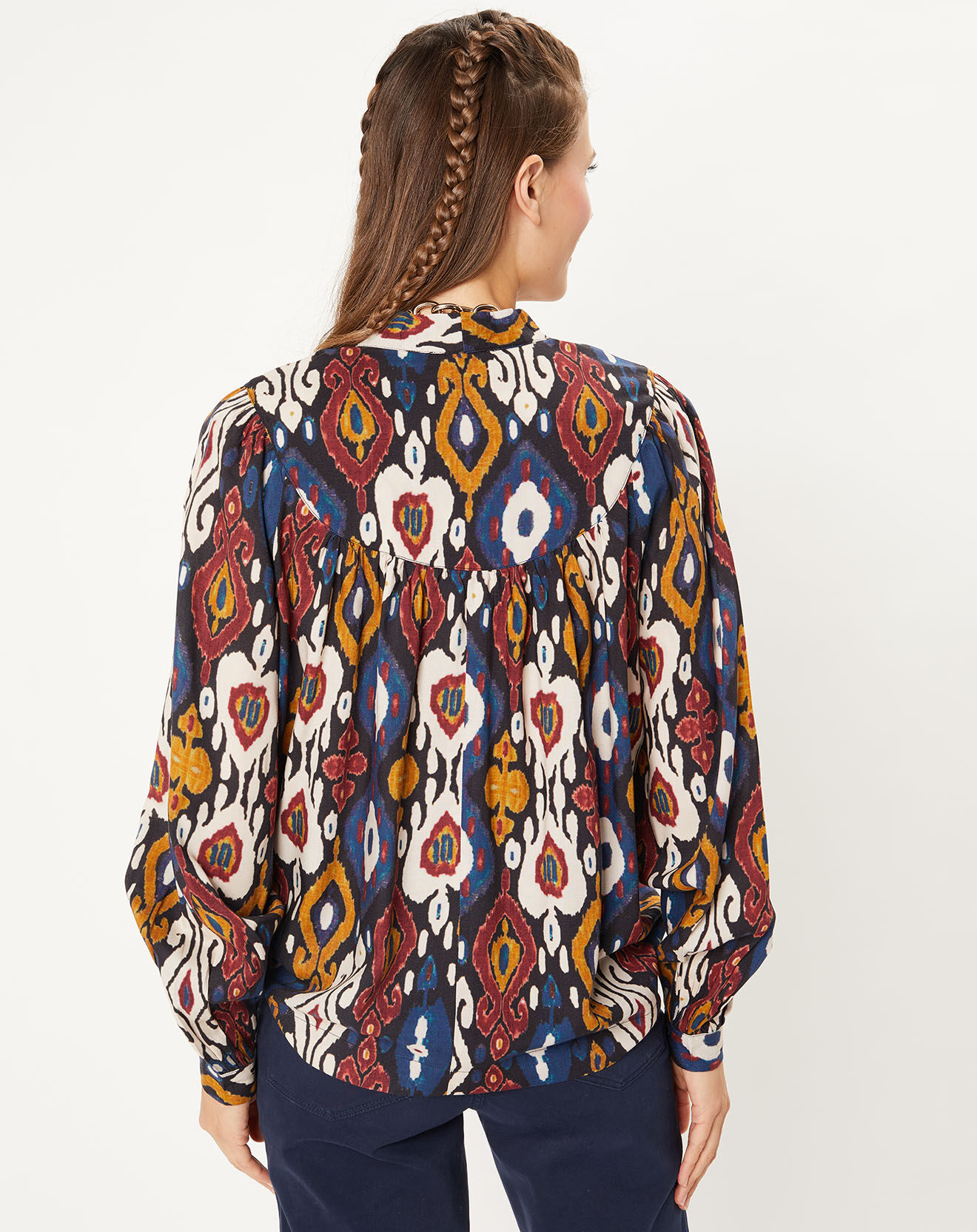 Stella Forest Tunique à col lavallière Héloïse à motifs carbone