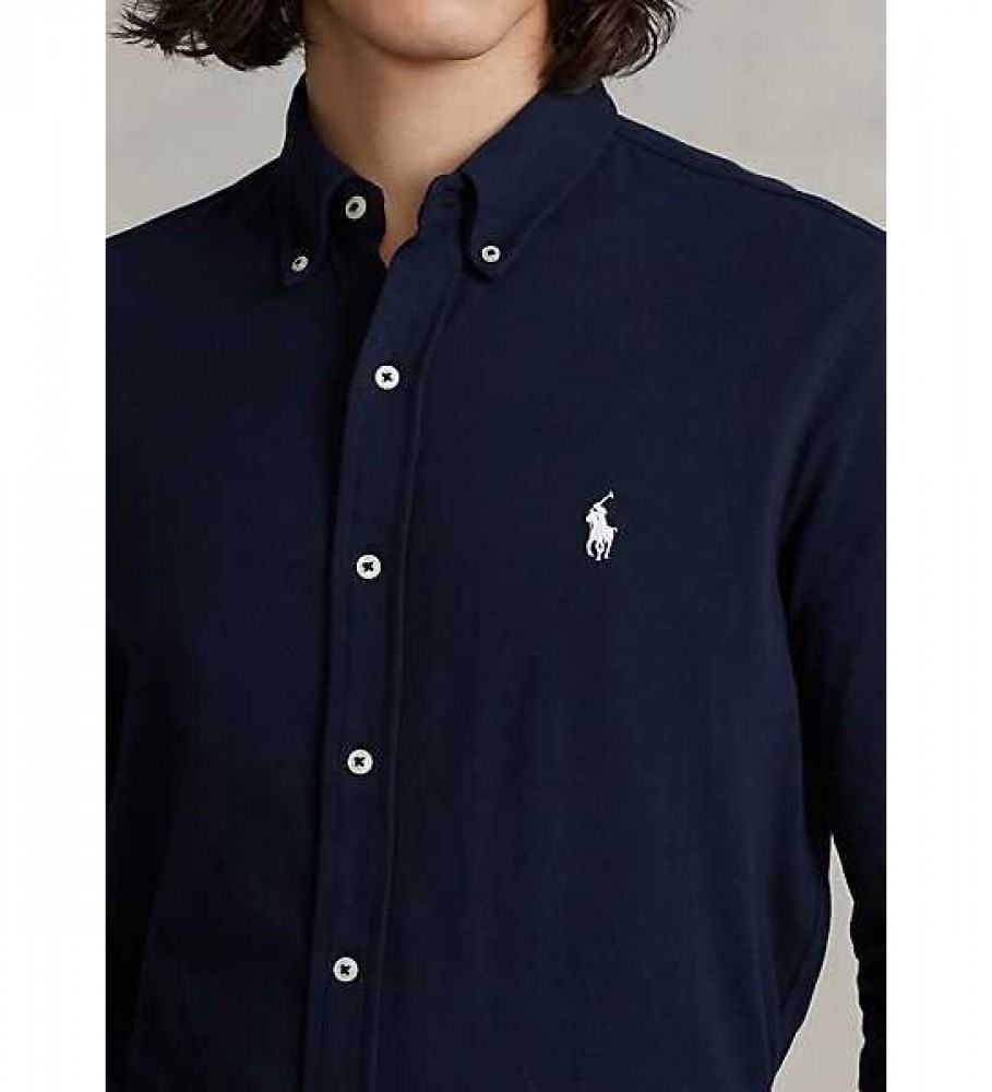 Camisa Ralph Lauren Ultralight Piqué Azul Marinho