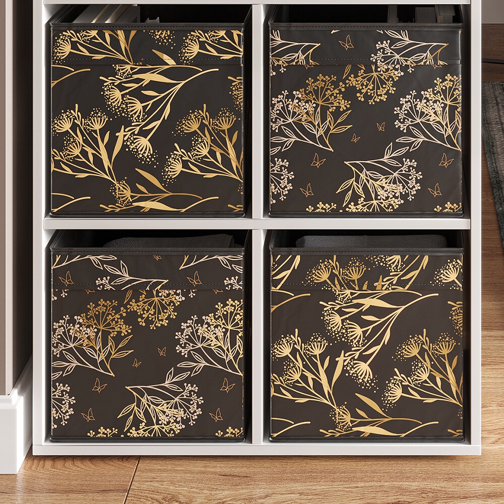 Vicco Faltbox Aufbewahrungsbox Regalbox Schwarz Gold Floral 1 Hartkarton Ablage