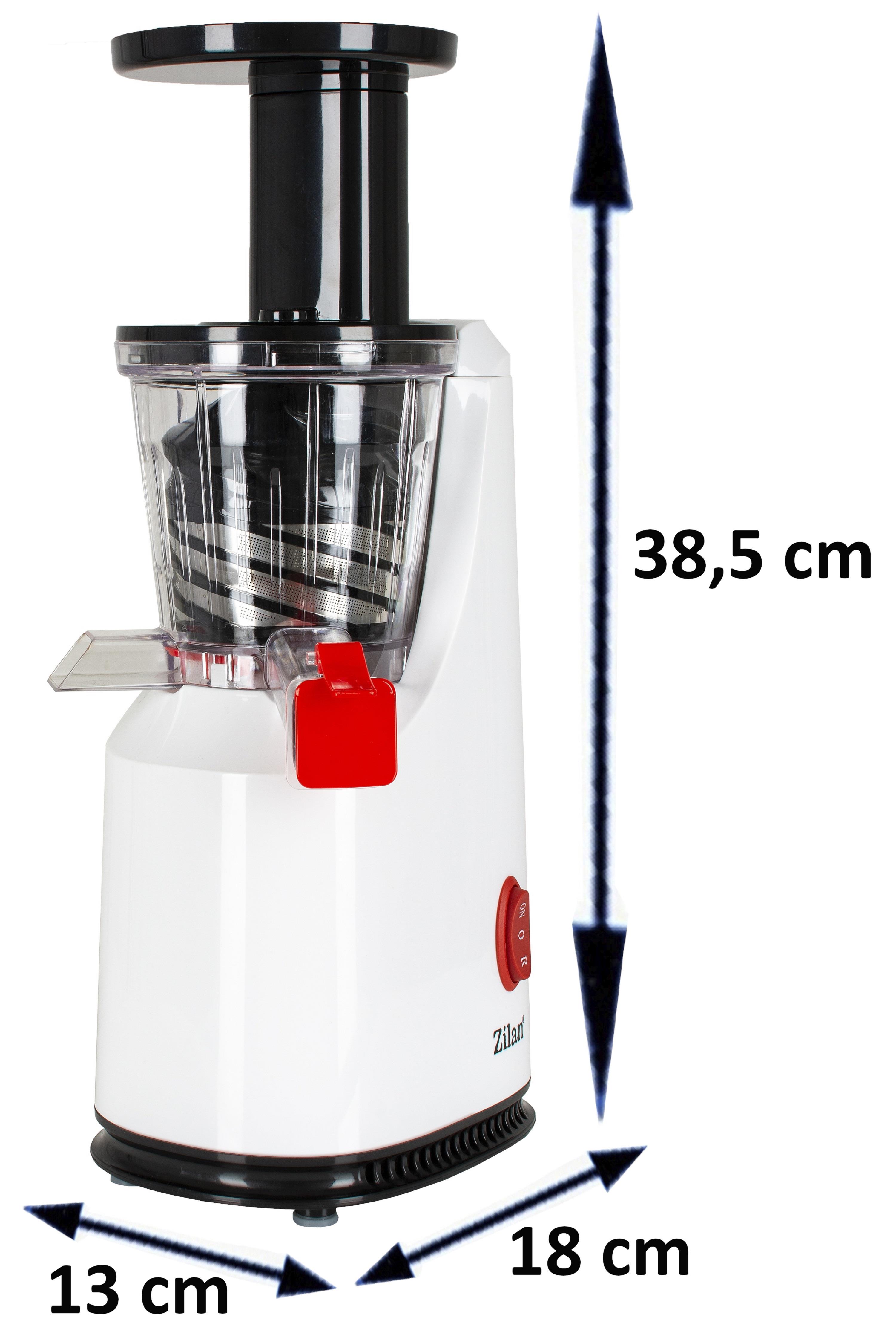 Zilan Entsafter Slow Juicer Saftpresse Edelstahlklinge 600ml 200W