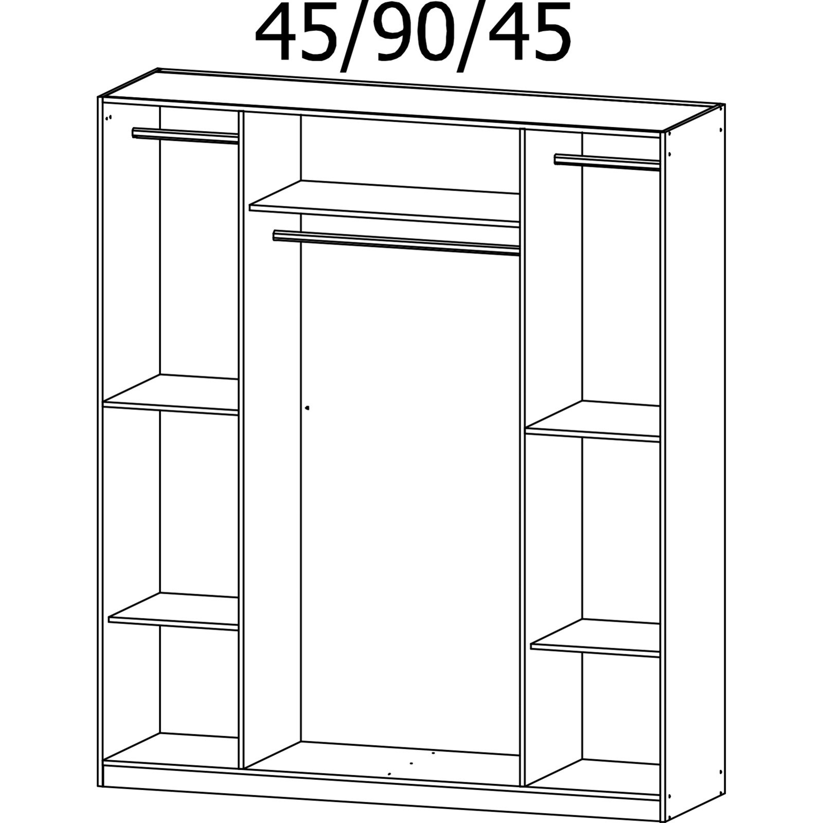 Drehtürenschrank Ticao, Dekor, 181 x 210 x 54 cm, mit Spiegel graphit/artisan