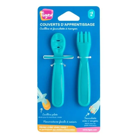 2 couverts d'apprentissage   Bleu        de               Tigex