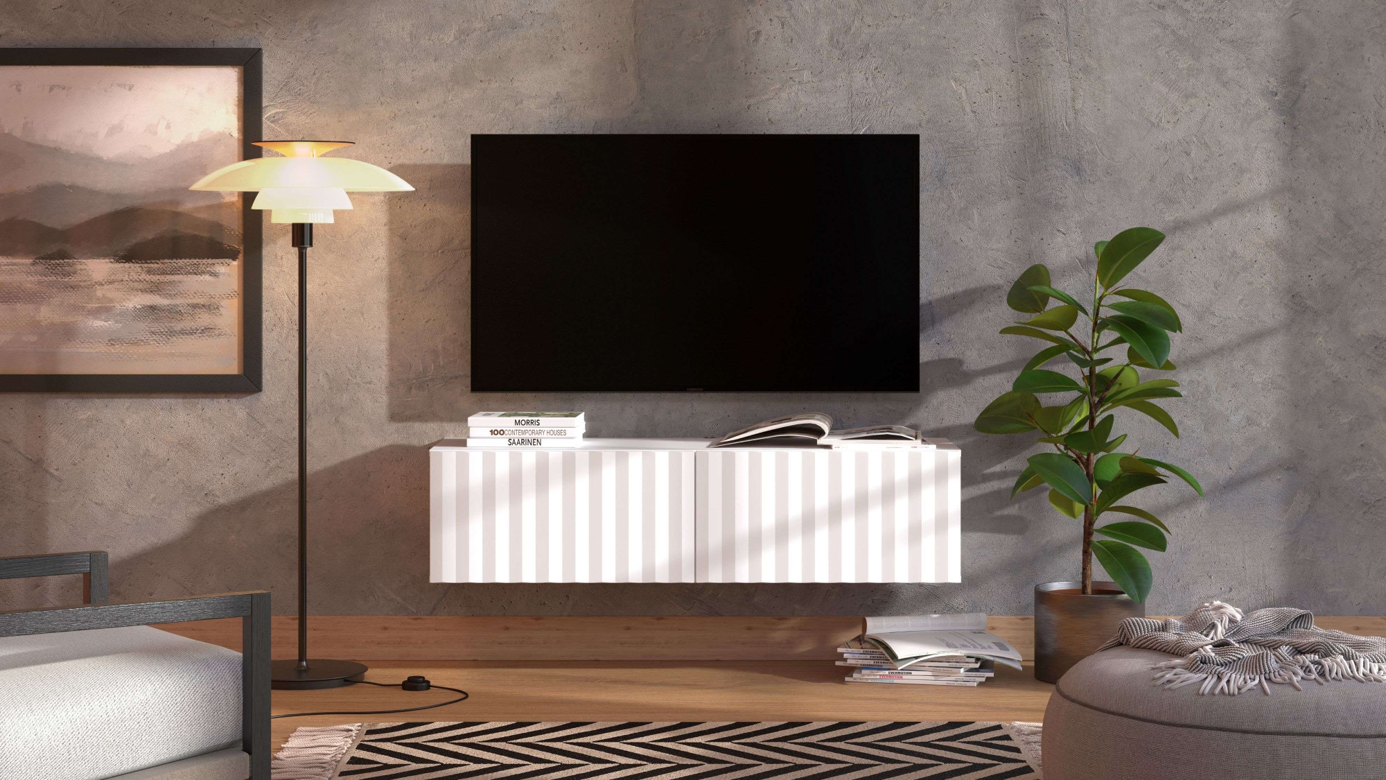 INOSIGN Lowboard »Antibes TV-Lowboard, Breite 192/154/128 cm, TV-Schrank« TV-Kommode, 3D-Fronten, Push-To-Open-Funktion, Wandmonatage