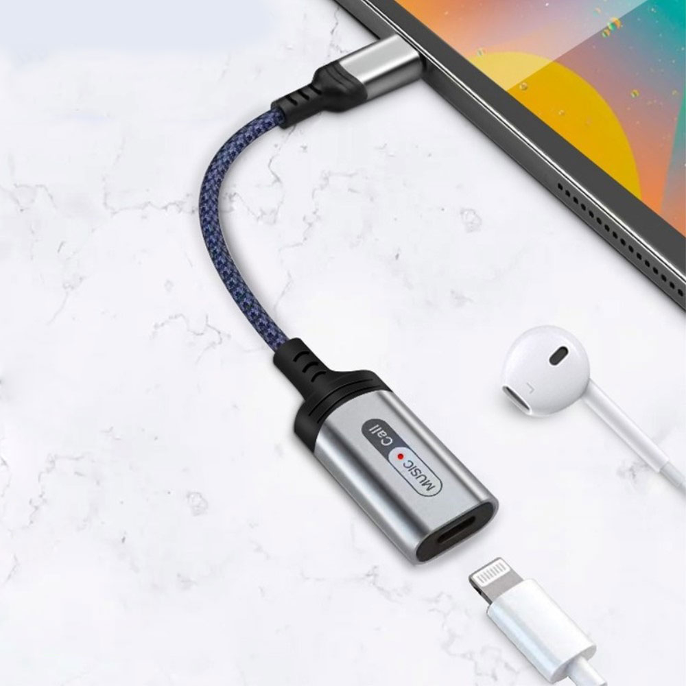 USB C auf Lightning Audio Konverter Adapter - Grau