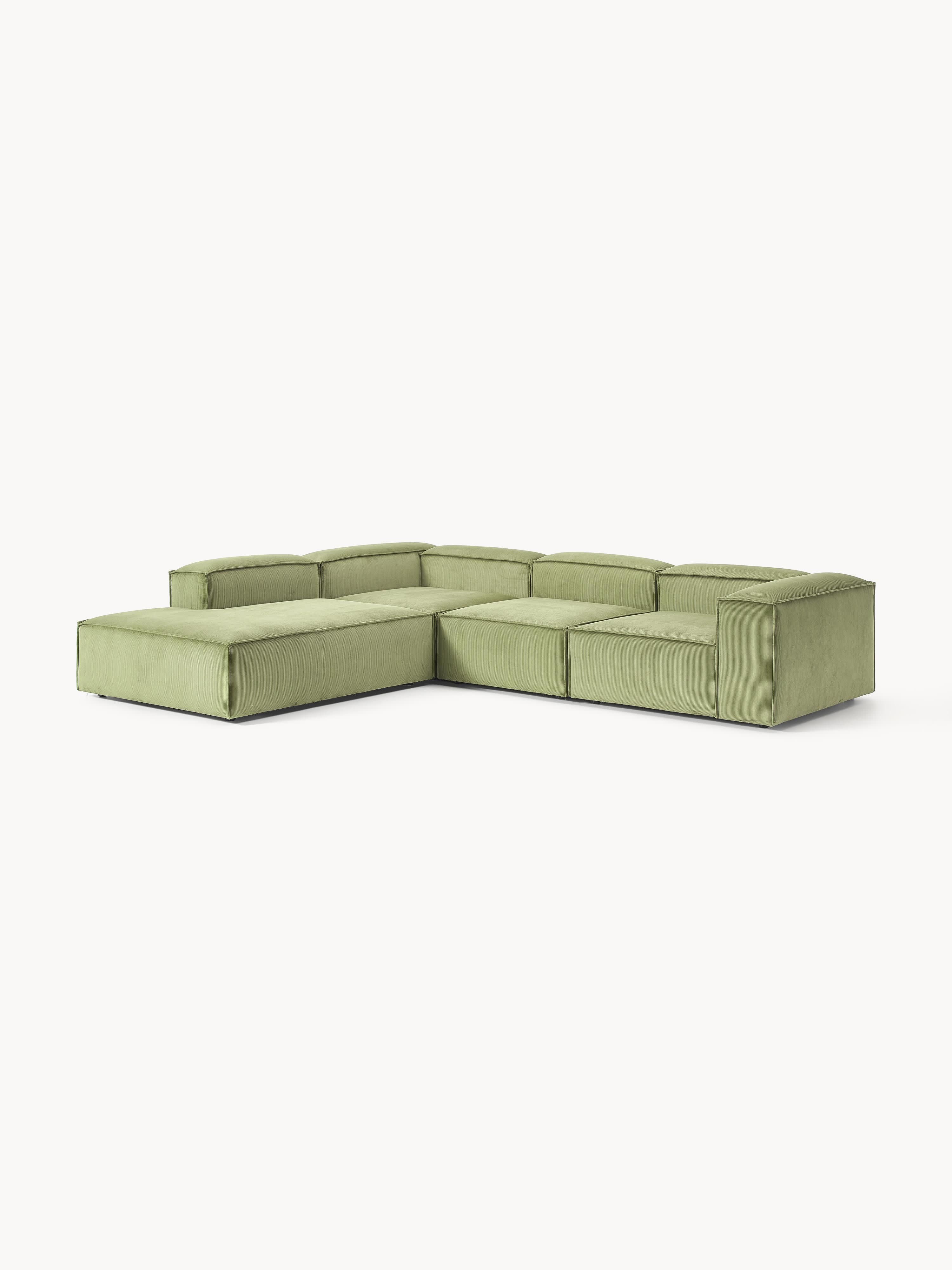 XL modulaire hoekbank van ribfluweel Lennon (4-zits)