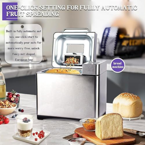 Machine à pain for la maison, machine à pain avec distributeur de fruits et noix, machine à pâte avec 17 menus prédéfinis et réservation de 15 heures, maintien au chaud d'une heure, 3 tailles de pain : Cuisine et Maison