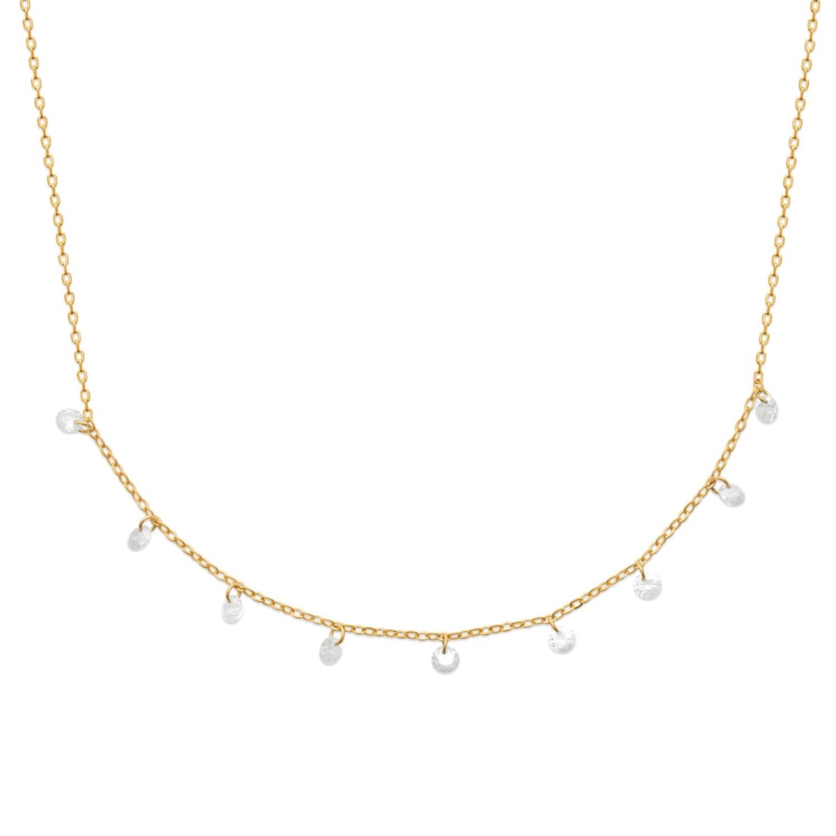 Collier pampilles oxydes de zirconium Plaqué OR 750 3 microns