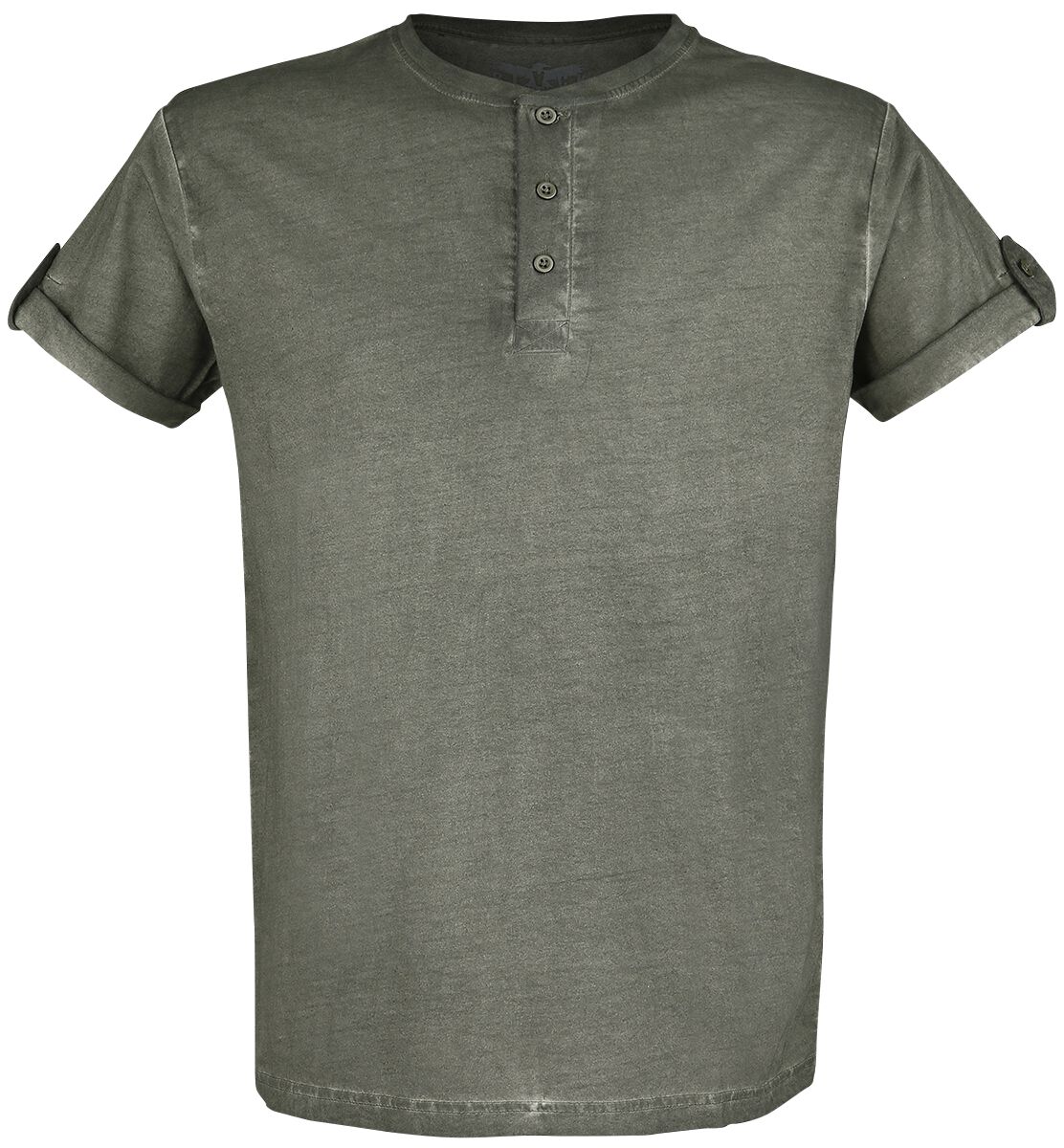 T-Shirt Vert Boutonné Avec Manches Retroussées | Black Premium by EMP T-Shirt Manches courtes