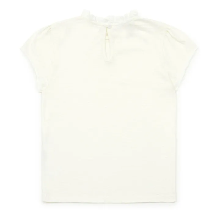 Bonton T-Shirt Coton Bio Flamé Col Dentelle | Ecru