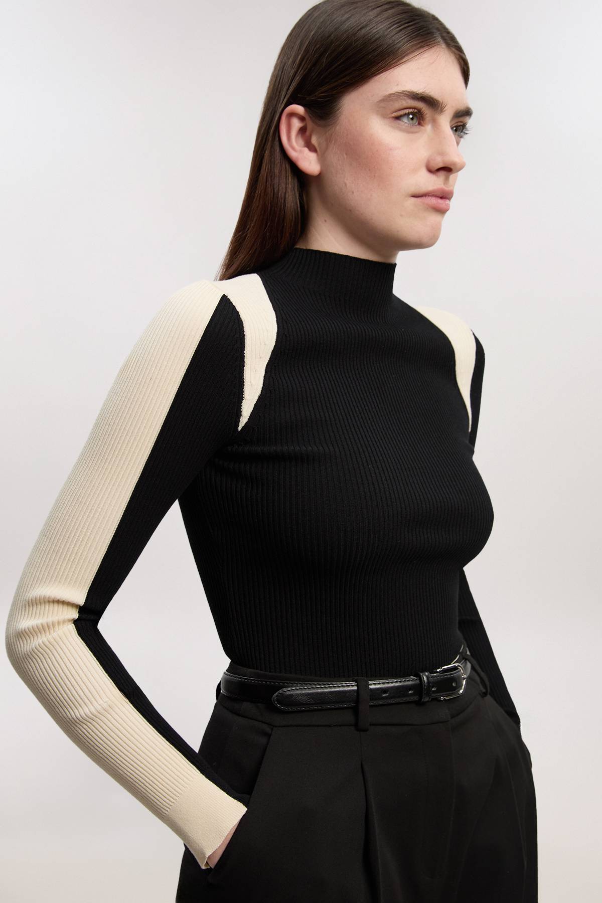 KarenMillen Haut Côtelé à Blocs de Couleur