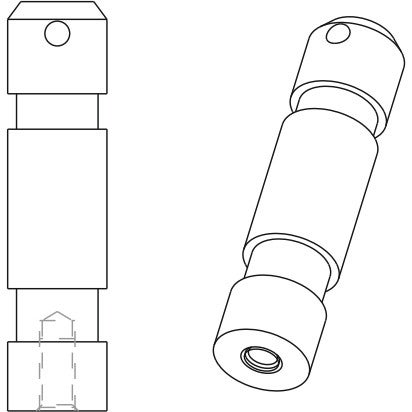 DAS Audio AX-SPG1 28mm TV-klem spigot adapter M10 voor AXU/AXF U-beugels
