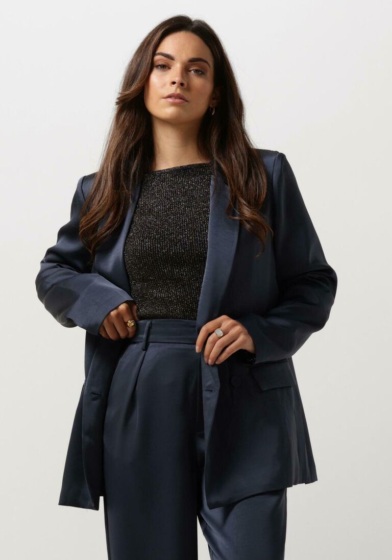 NEO NOIR donkerblauwe neo noir blazer jardin heavy sateen blazer