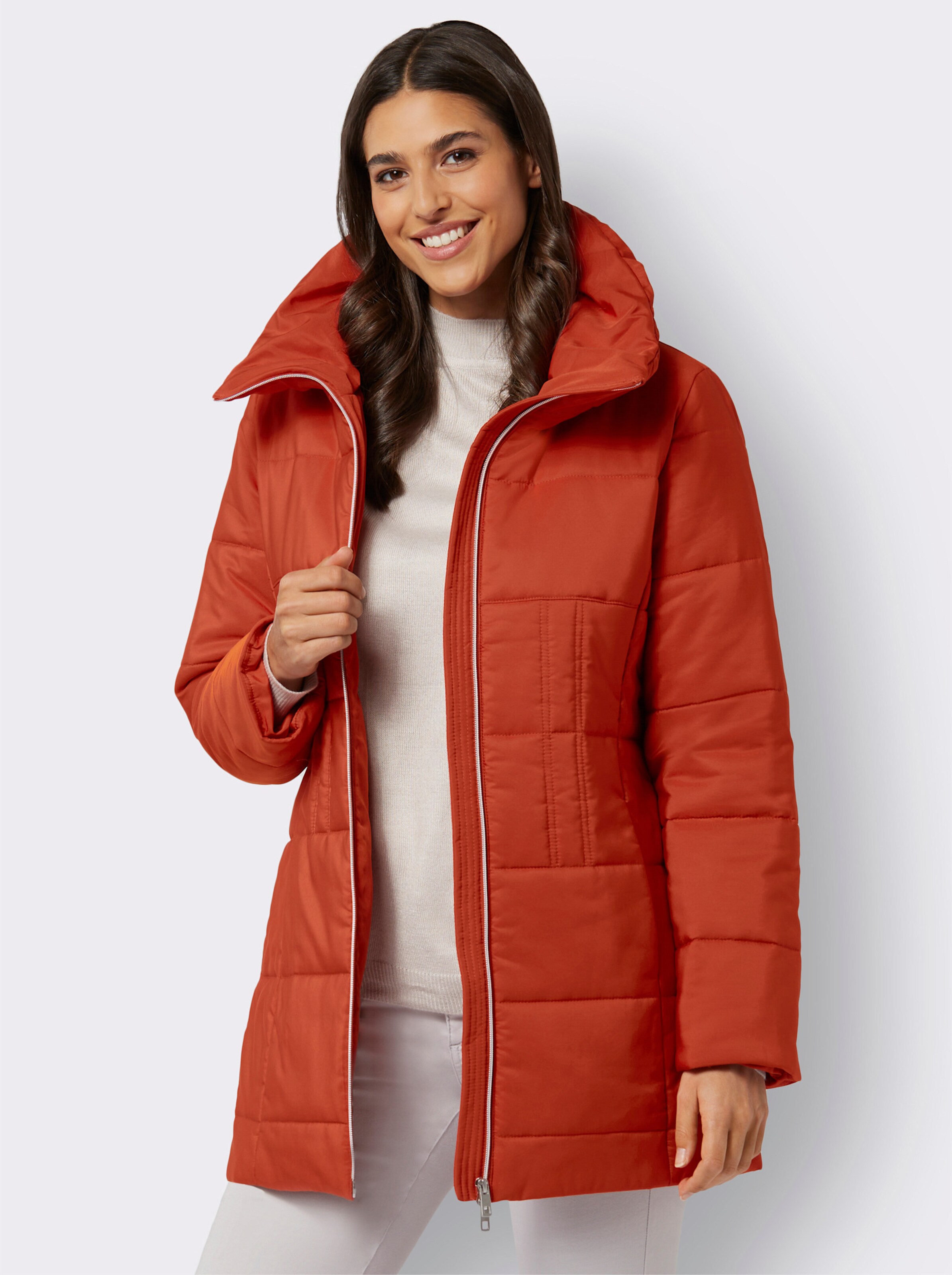 Steppjacke in taillierter Longform