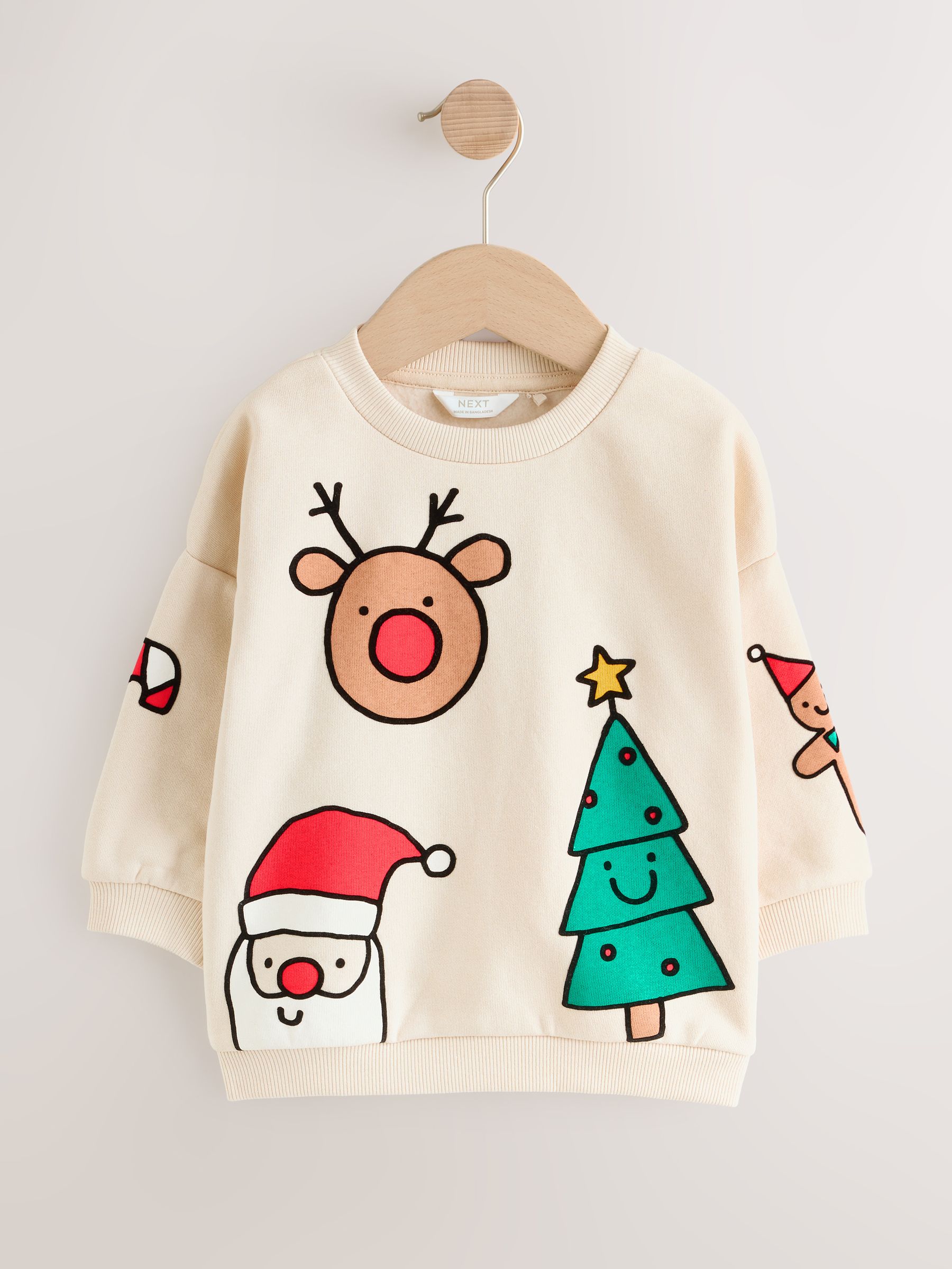 Ecru wit - Kersttrui met ronde hals (3mnd-7jr)