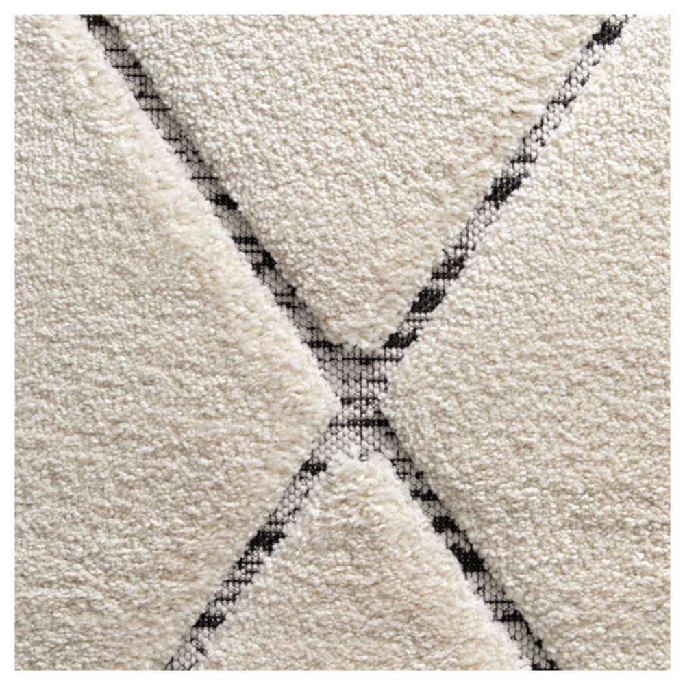 Tapis de salon graphique en relief - louisa - crème et noir - 80 x 150 cm